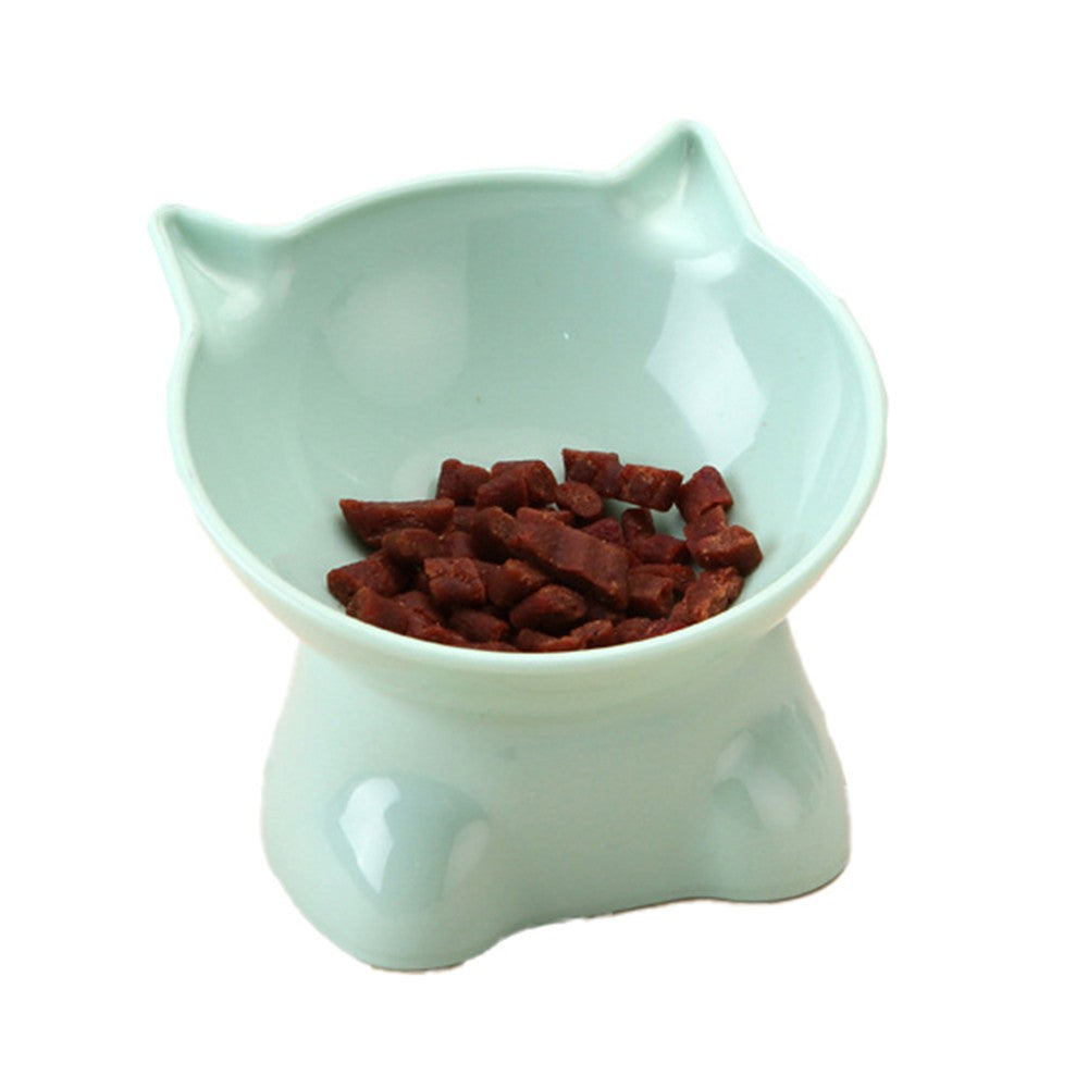2Pcs Elevated Cat Dog Pet Bowl Feeder - Green + Pink