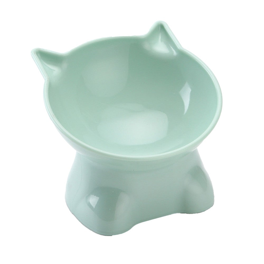 2Pcs Elevated Cat Dog Pet Bowl Feeder - Green + Pink