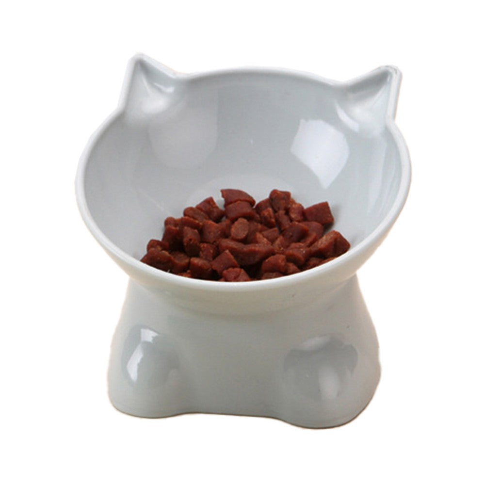 2Pcs Elevated Cat Dog Pet Bowl Feeder - Grey + Green