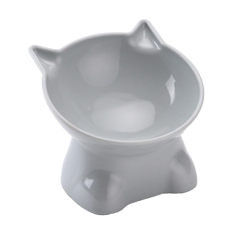 2Pcs Elevated Cat Dog Pet Bowl Feeder - Grey + Green