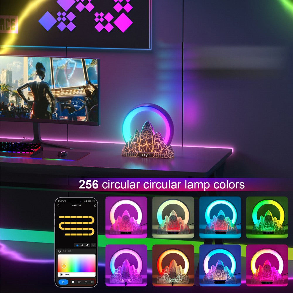 Sunrise Wake Up Alarm Clock Atmosphere Lamp with Wireless Charger - Black