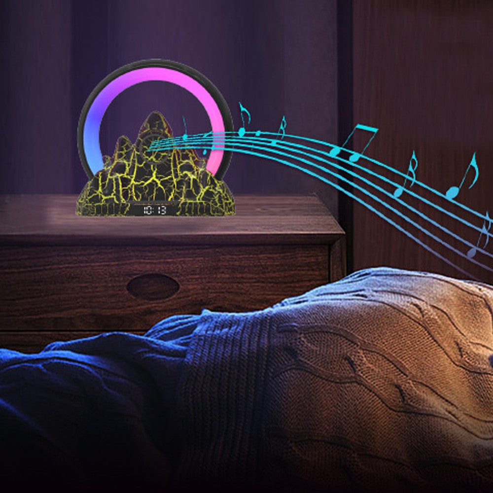 Sunrise Wake Up Alarm Clock Atmosphere Lamp with Wireless Charger - Black