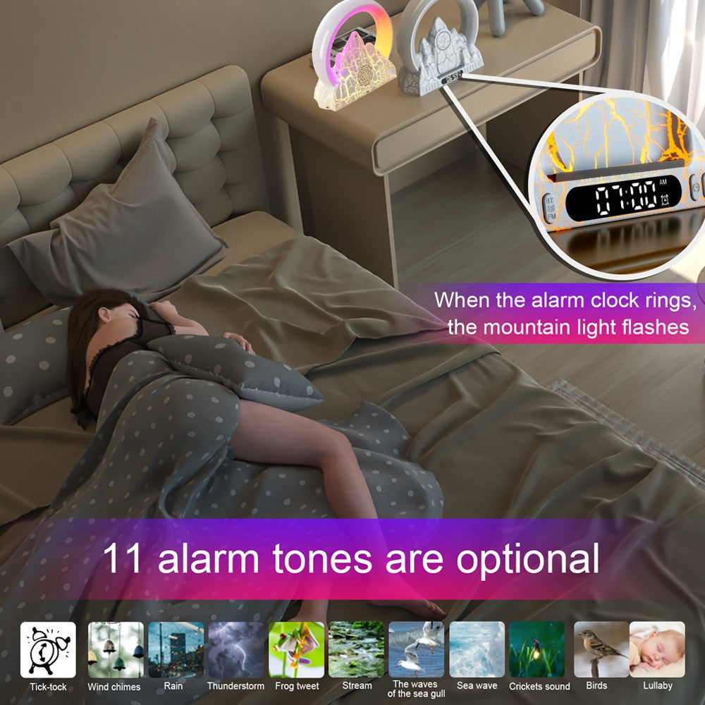 Sunrise Wake Up Alarm Clock Atmosphere Lamp with Wireless Charger - White