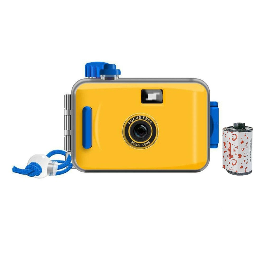 Reusable 135 Film Camera with Water-resistant Case and 35mm Film Roll - Yellow