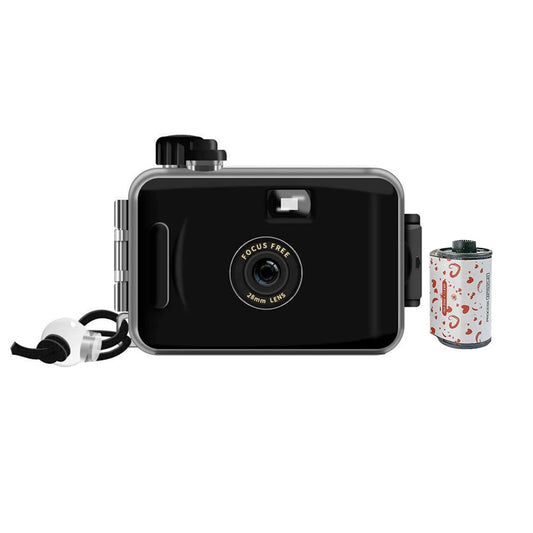 Reusable 135 Film Camera with Water-resistant Case and 35mm Film Roll - Black