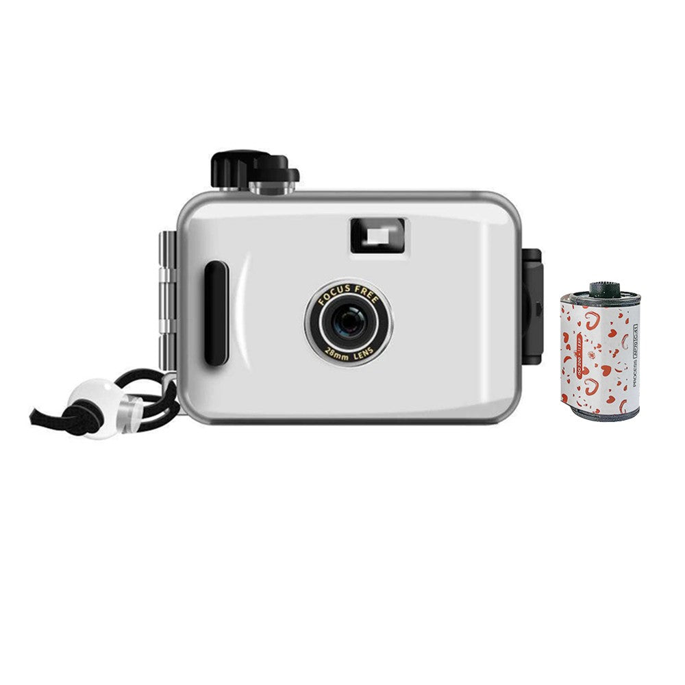 Reusable 135 Film Camera with Water-resistant Case and 35mm Film Roll - White