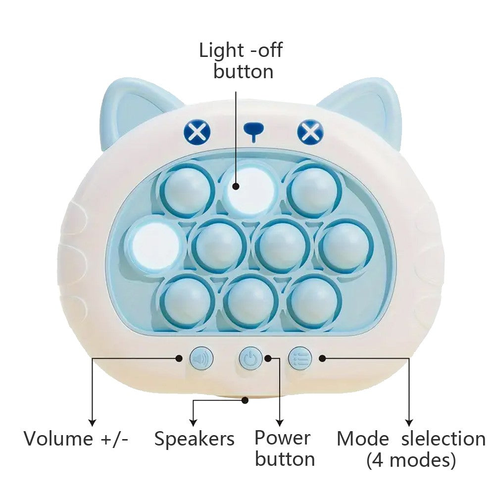 Kids Quick Push Game Machine Light Up Pop It Fidget Toy Sensory Toys - Blue