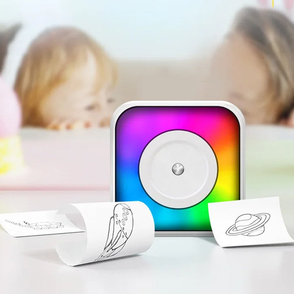 RGB Lights Pocket Printer with 5 Rolls Papers and Stickers