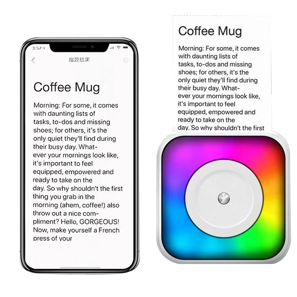 RGB Lights Pocket Printer with 5 Rolls Papers and Stickers