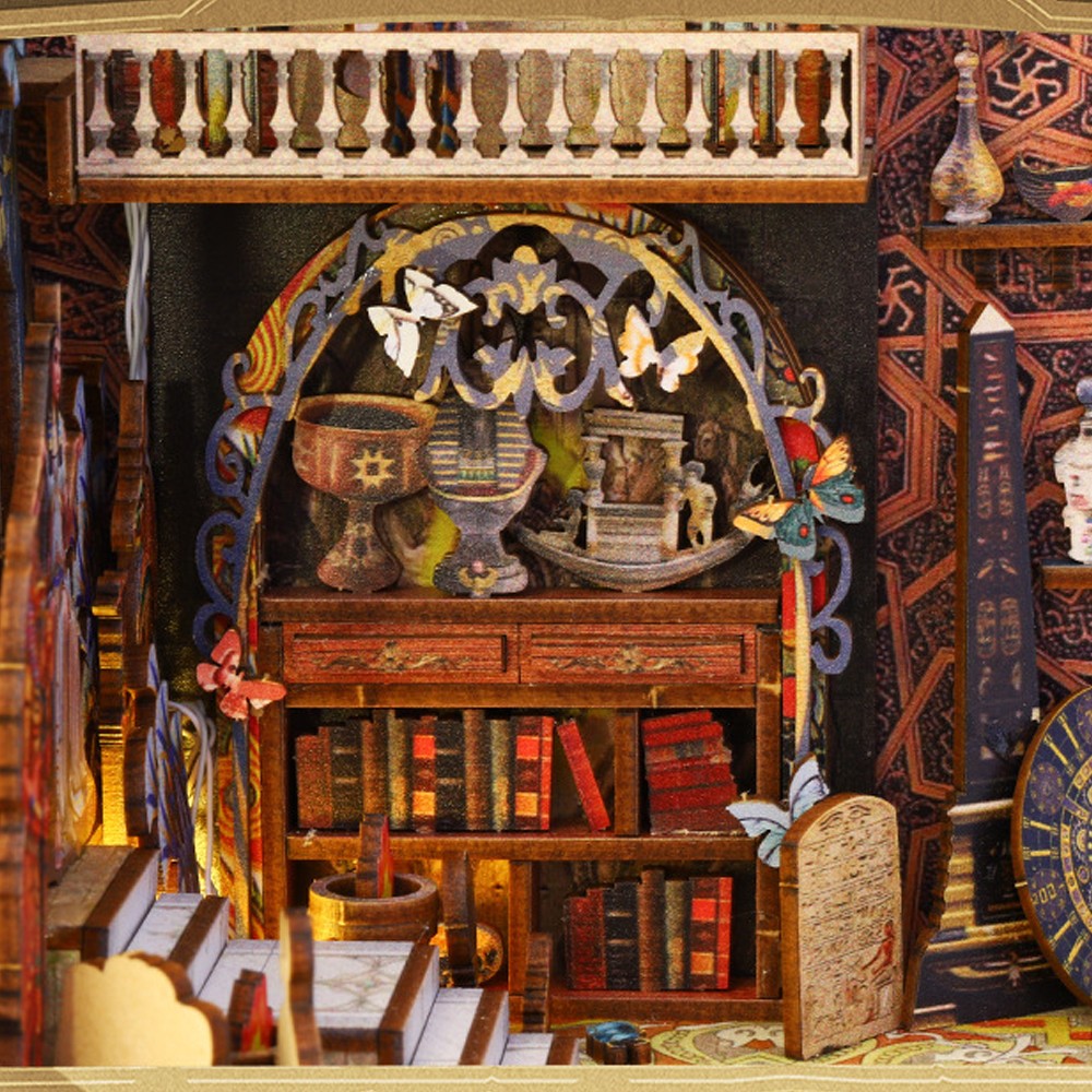 DIY Book Nook Kits 3D Wooden Puzzle Miniature Dollhouse Kit Bookshelf Decor