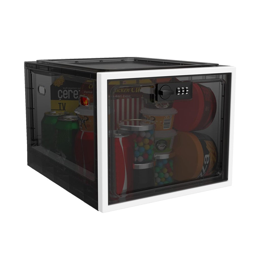 1Pc Lockable Storage Box Medicine Lock Box Food Storage Container - Black