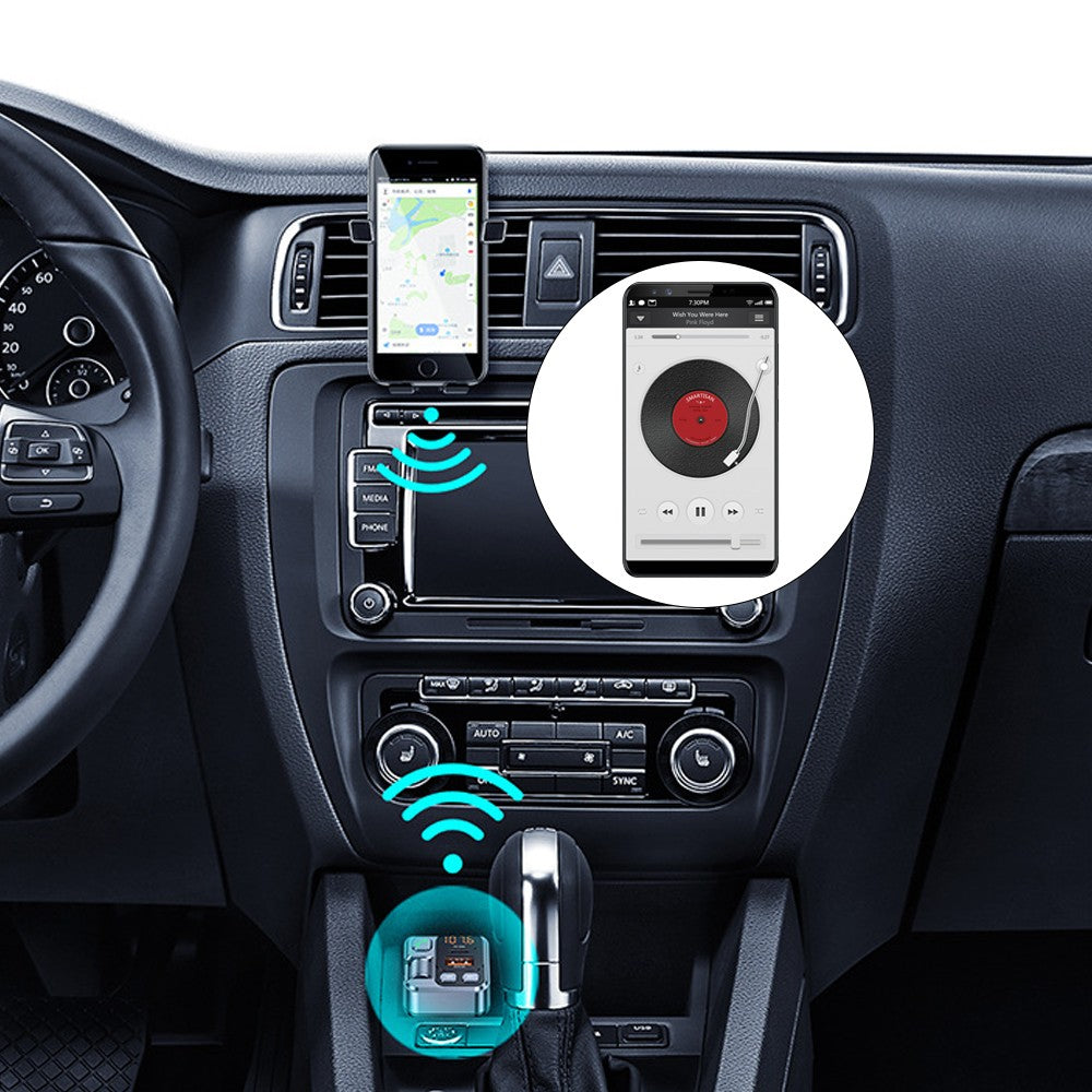 1Pc Handsfree FM Transmitter Bluetooth 5.1 Car Music Player Charging Adapter