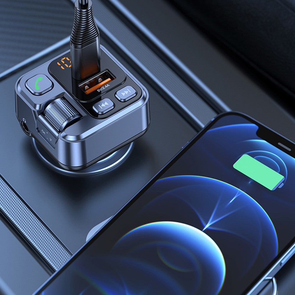 1Pc Handsfree FM Transmitter Bluetooth 5.1 Car Music Player Charging Adapter