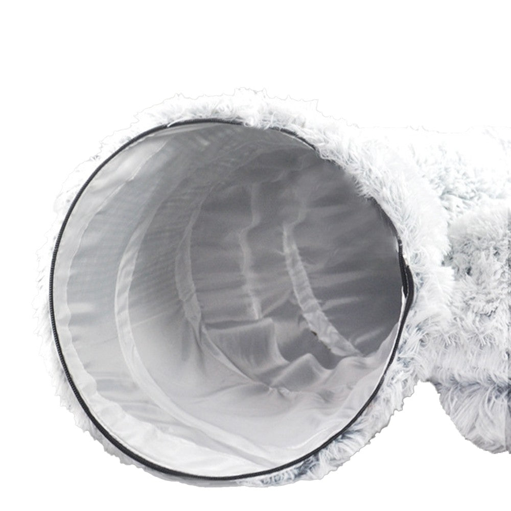 Winter Plush Cat Bed Cat Nest with Tunnel - Grey