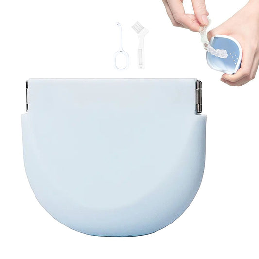 Portable Silicone Retainer Case Denture Mouth Guard Storage Case - Blue
