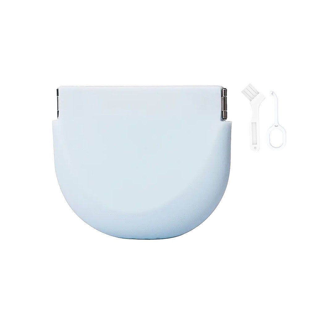 Portable Silicone Retainer Case Denture Mouth Guard Storage Case - Blue