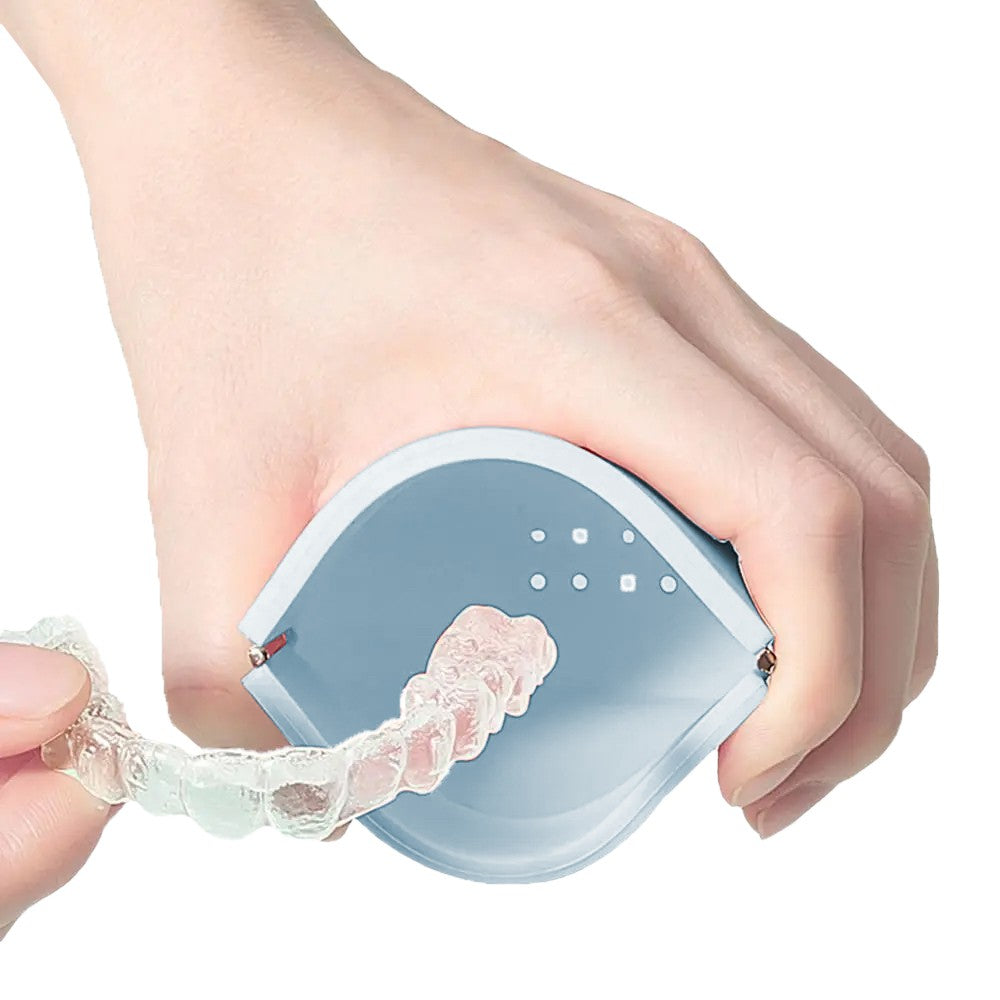 Portable Silicone Retainer Case Denture Mouth Guard Storage Case - Blue