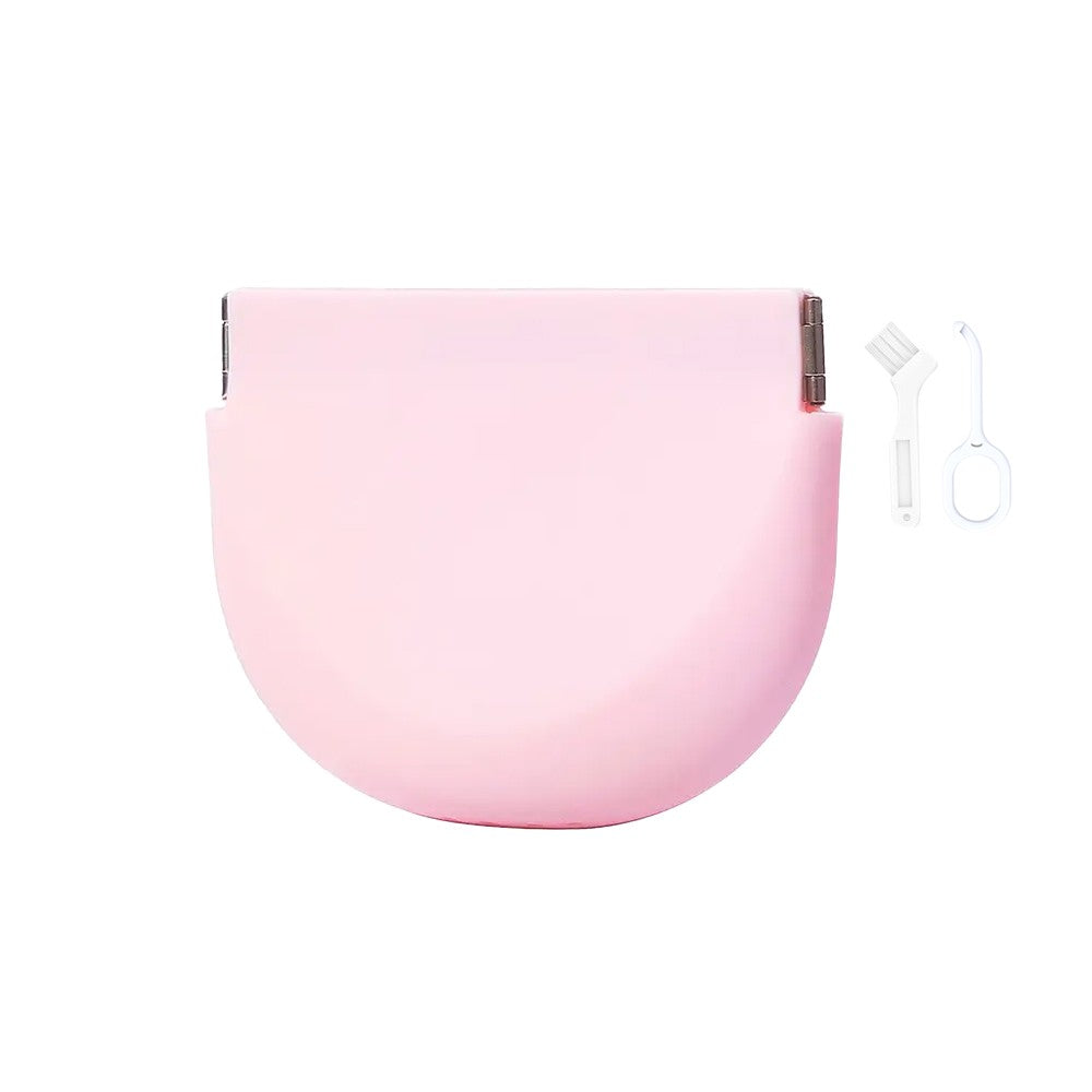 Portable Silicone Retainer Case Denture Mouth Guard Storage Case - Pink