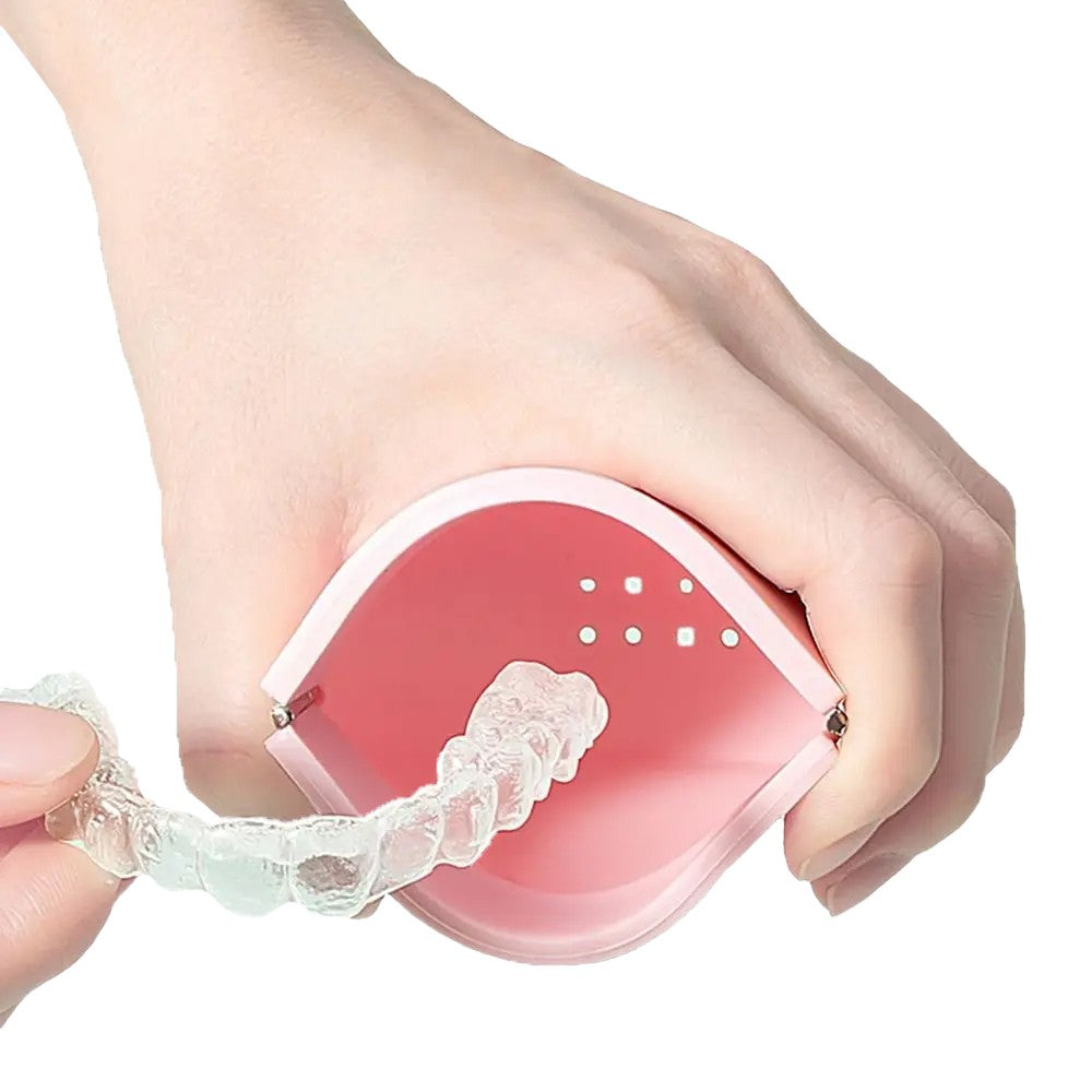 Portable Silicone Retainer Case Denture Mouth Guard Storage Case - Pink