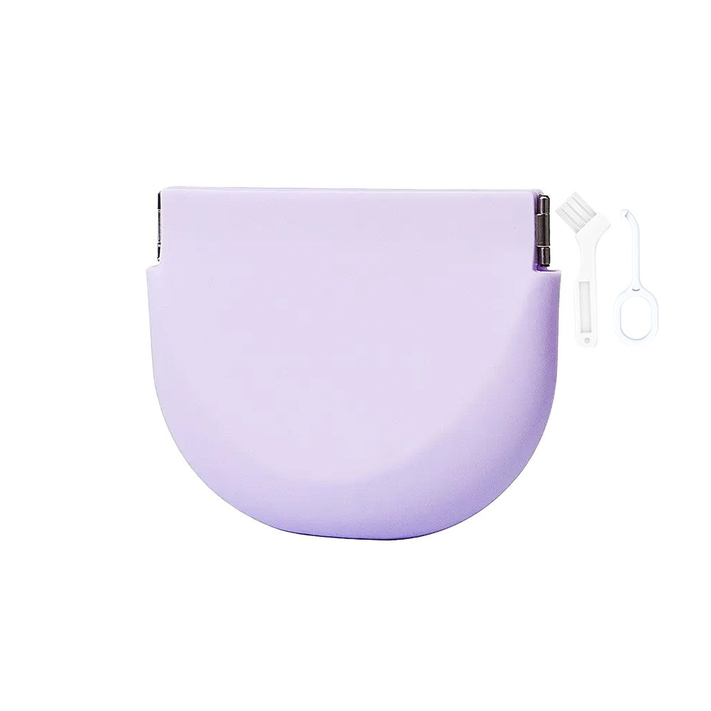 Portable Silicone Retainer Case Denture Mouth Guard Storage Case - Purple