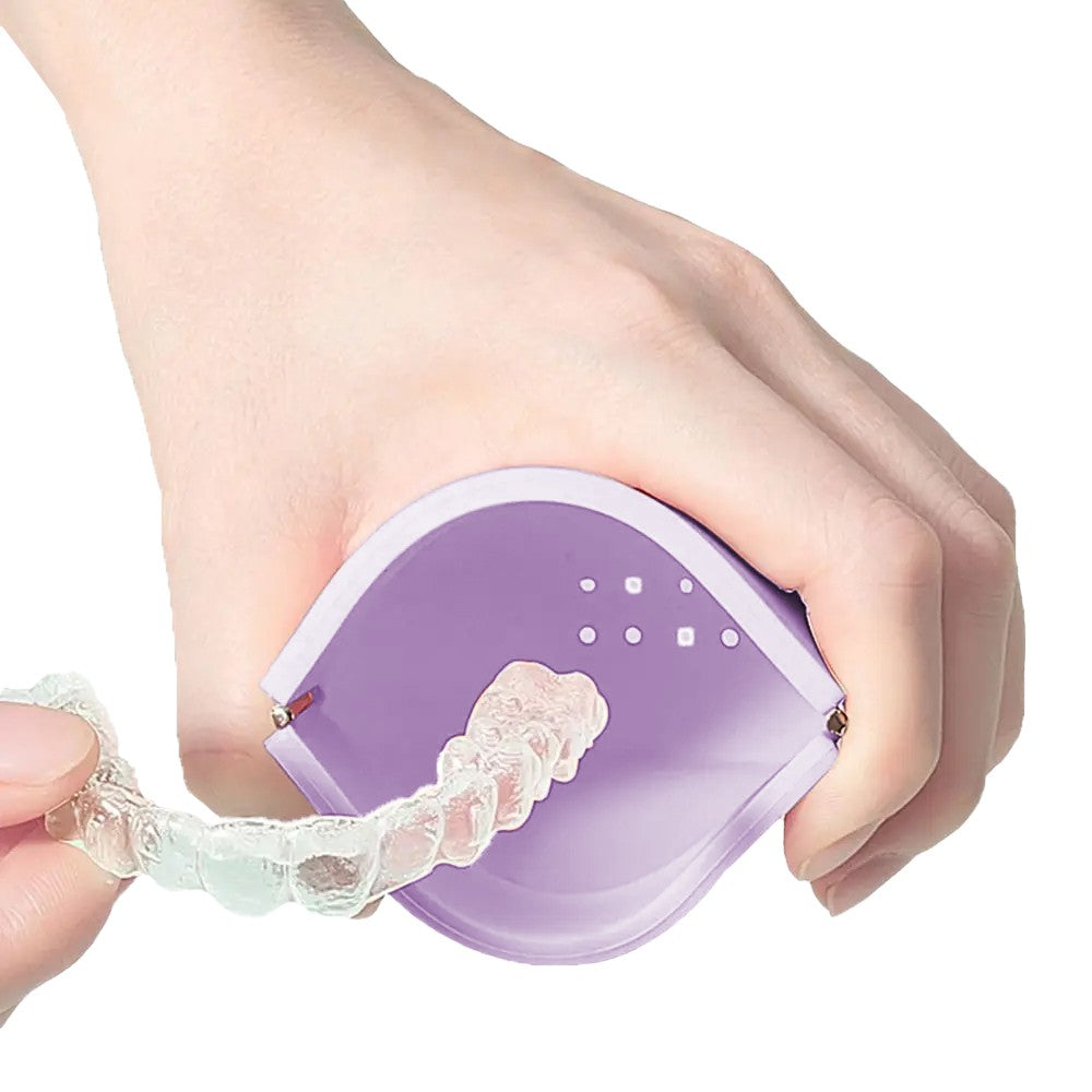Portable Silicone Retainer Case Denture Mouth Guard Storage Case - Purple