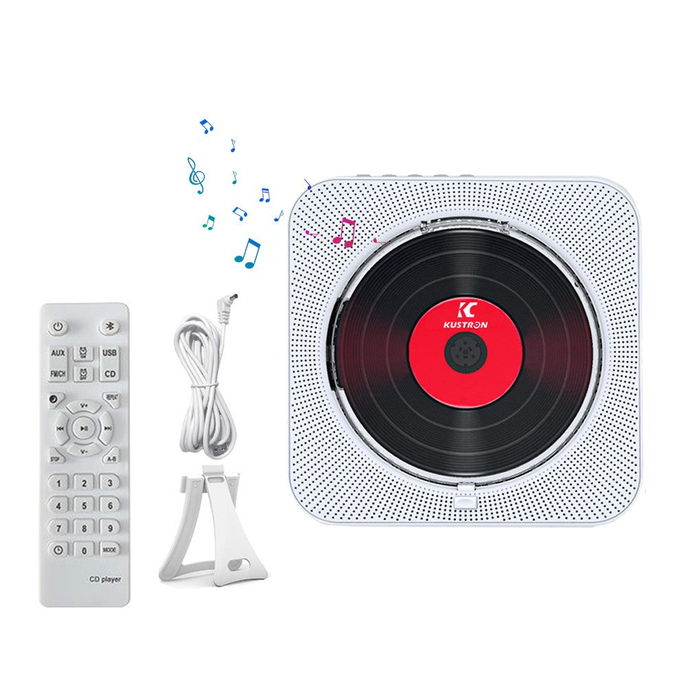 Portable CD Player with Bluetooth Receiver Music Player Home FM Radio - White