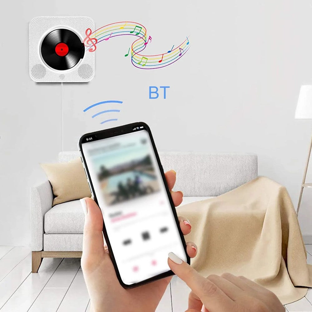 Portable CD Player with Bluetooth Receiver Music Player Home FM Radio - White