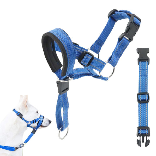 Adjustable No Pull Dog Head Collar Control Collar for Long-Snout Dogs - Blue M