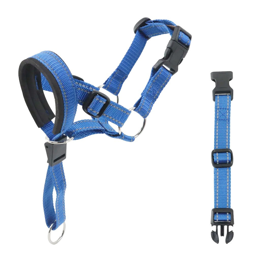 Adjustable No Pull Dog Head Collar Control Collar for Long-Snout Dogs - Blue M