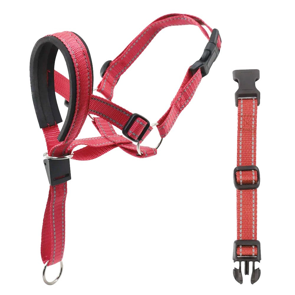 Adjustable No Pull Dog Head Collar Control Collar for Long-Snout Dogs - Red L