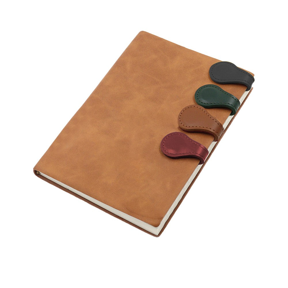 4Pcs Magnetic PU Leather Bookmark Book Page Divider - Black+Brown+Green+Red