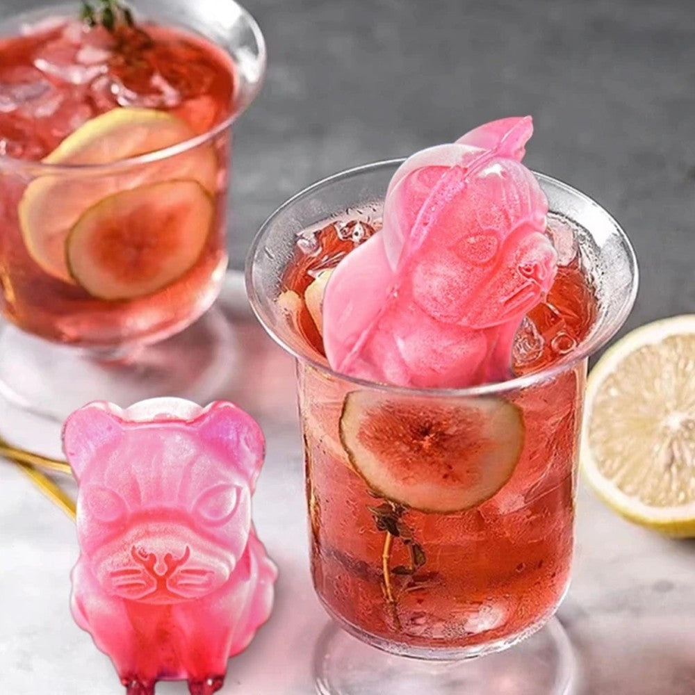 1Pc French Bulldog Shaped Ice Cube Mold 4 Hole DIY Ice Ball Mold