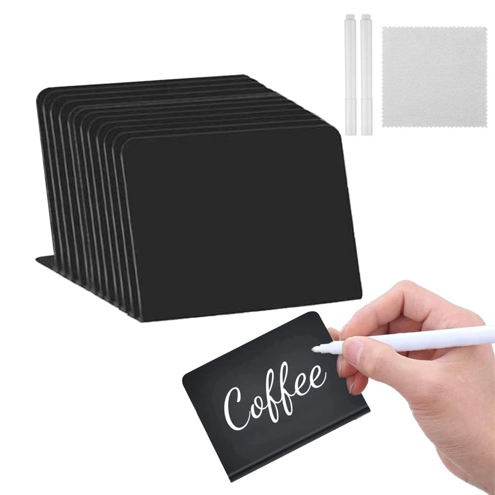 12Pcs Standing Mini Chalkboard Signs with White Marker Pens and Wiping Cloth
