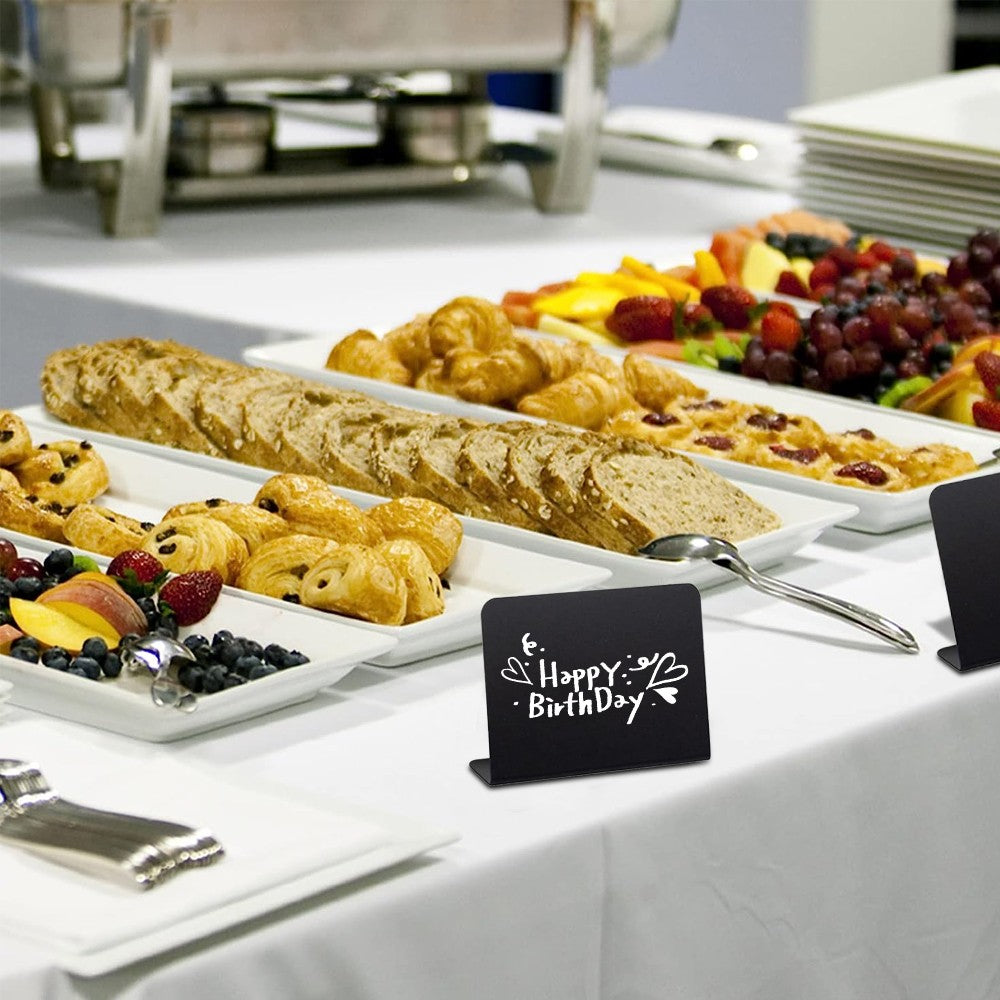 12Pcs Standing Mini Chalkboard Signs with White Marker Pens and Wiping Cloth