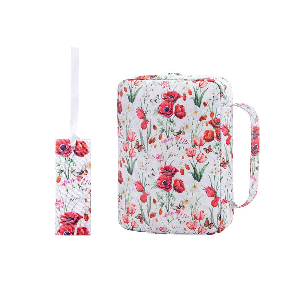 Printed Bible Bag Portable Bible Cover Bible Holder Case with Bookmark - Style 1