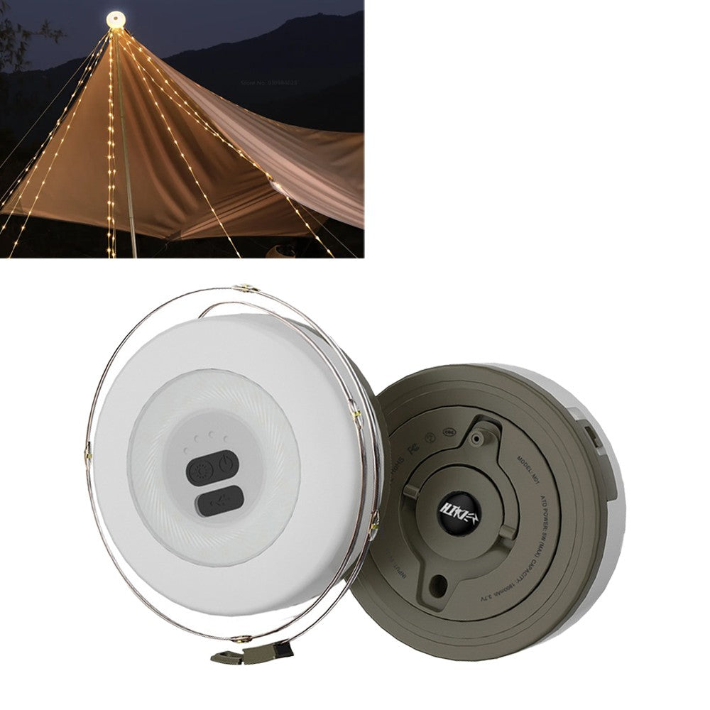 2-in-1 Camping String Light Rechargeable Camping Light Outdoor Flashlight-Green