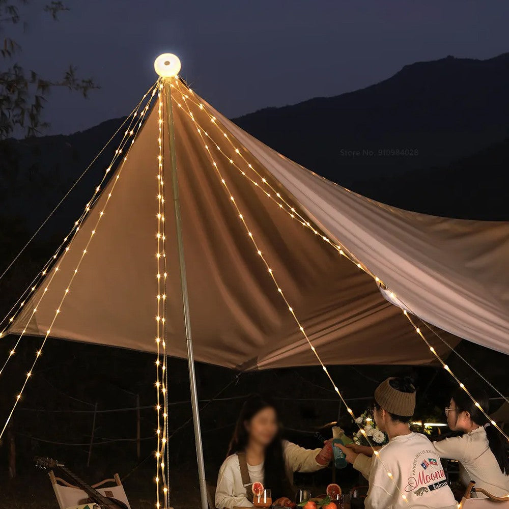 2-in-1 Camping String Light Rechargeable Camping Light Outdoor Flashlight-Green