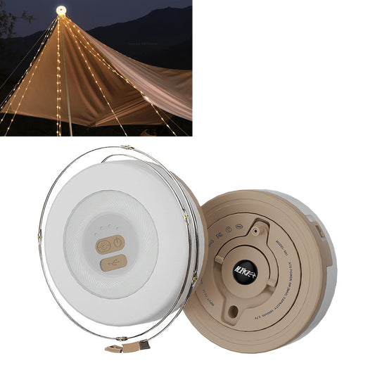 2-in-1 Camping String Light Rechargeable Camping Light Outdoor Flashlight-Yellow