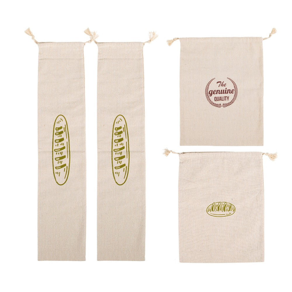 4 Pieces Linen Bread Bags Reusable Drawstring Bag for Homemade Bread