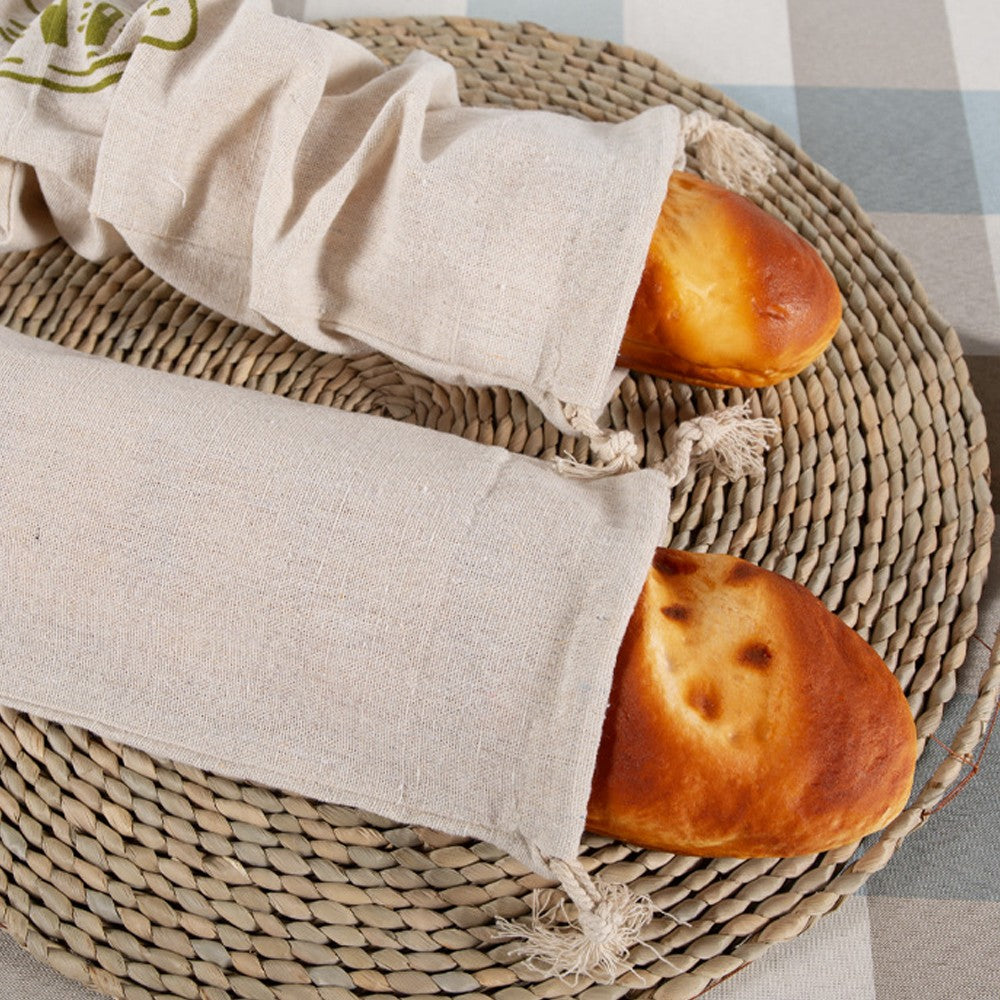 4 Pieces Linen Bread Bags Reusable Drawstring Bag for Homemade Bread