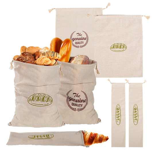 8 Pieces Linen Bread Bags Reusable Drawstring Bag for Homemade Bread