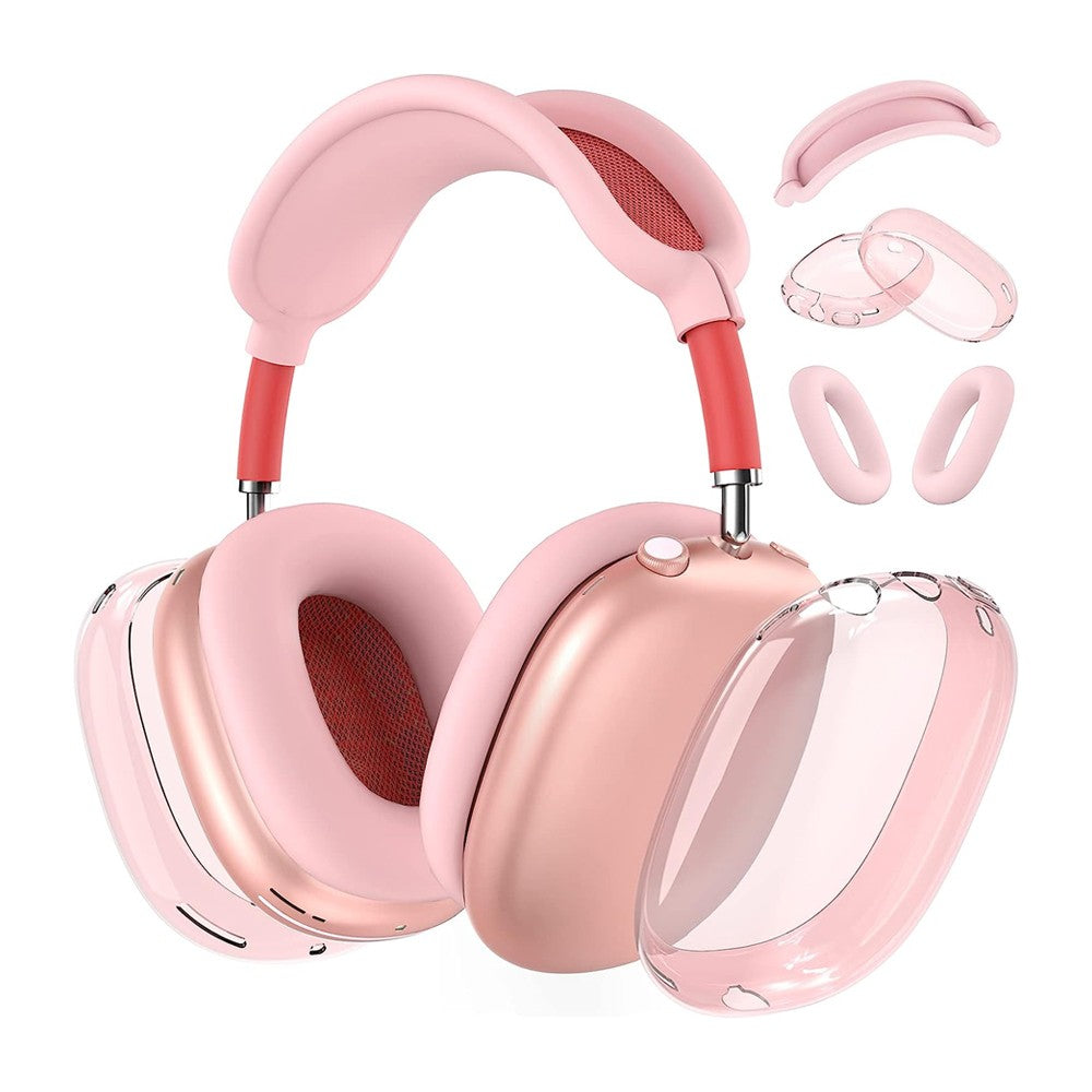 For Apple Airpods Max Protective Cover Case Transparent Headphones Case - Pink