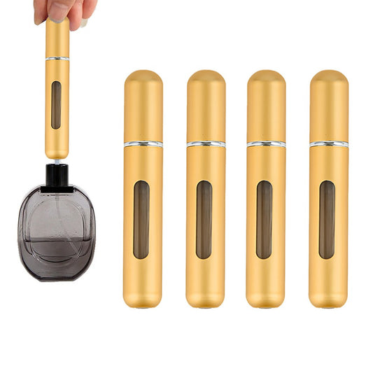 4Pcs 8ML Refillable Perfume Atomisers Travel Mini Empty Spray Bottles - Gold