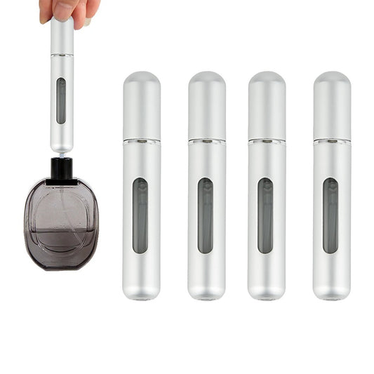 4Pcs 8ML Refillable Perfume Atomisers Travel Mini Empty Spray Bottles - Silver