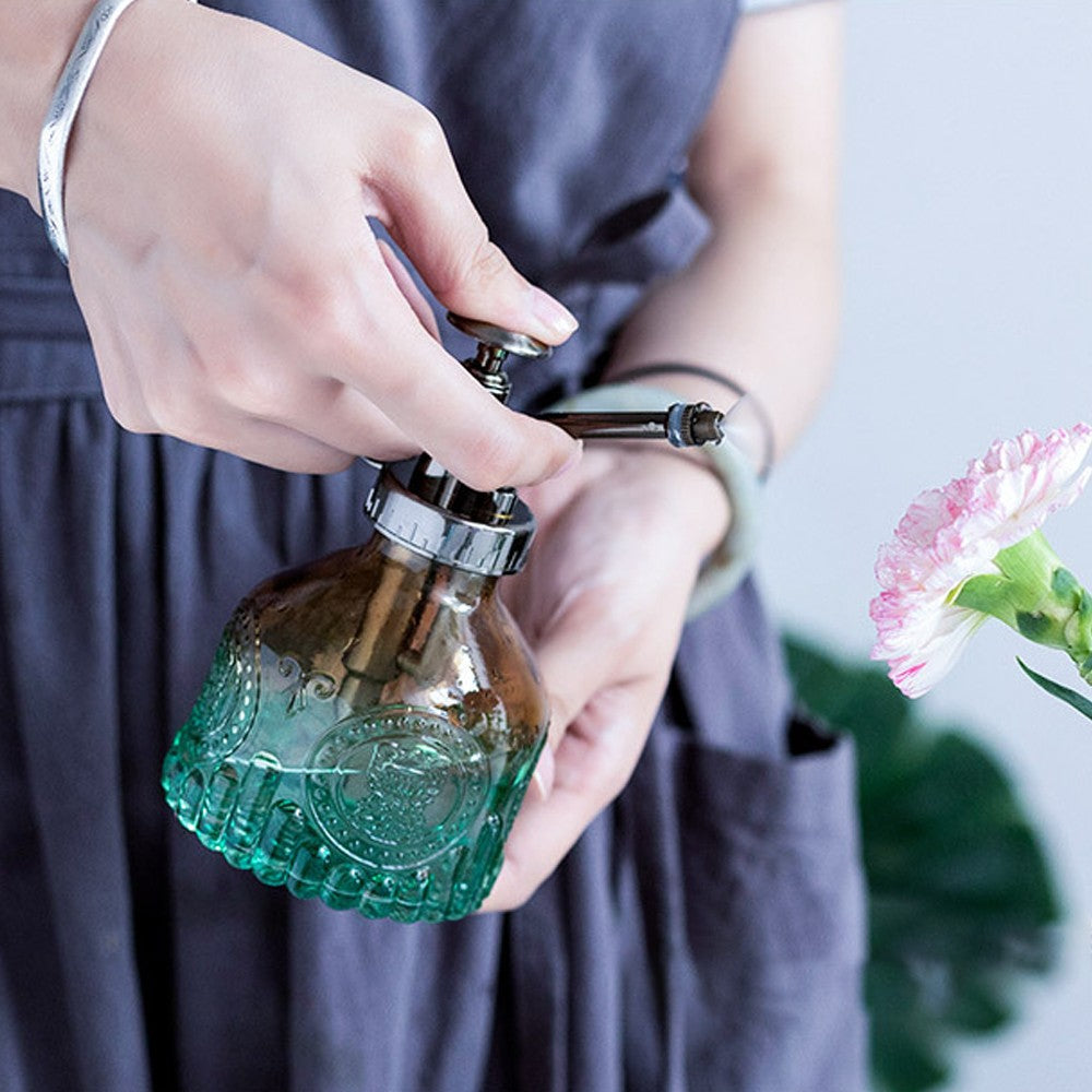 1Pc Glass Plant Mister Spray Bottle Watering Bottle with Top Pump - Yellow-Green