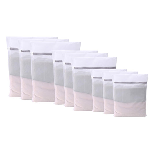 9-Piece Mesh Zippered Laundry Bags Set for Washing Delicates - Fine Mesh Style
