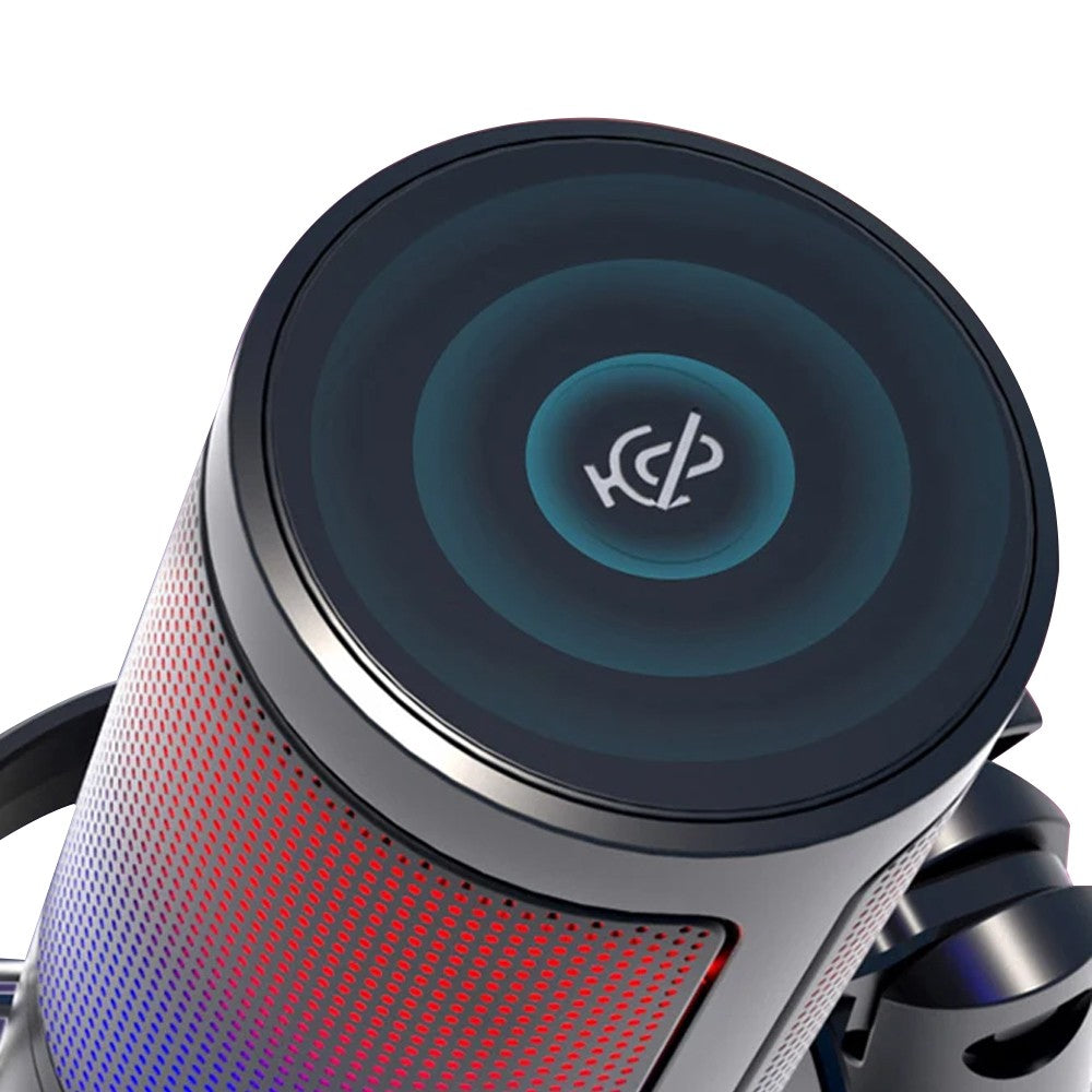 USB Condenser Microphone with RGB Light for Streaming and Gaming - Black