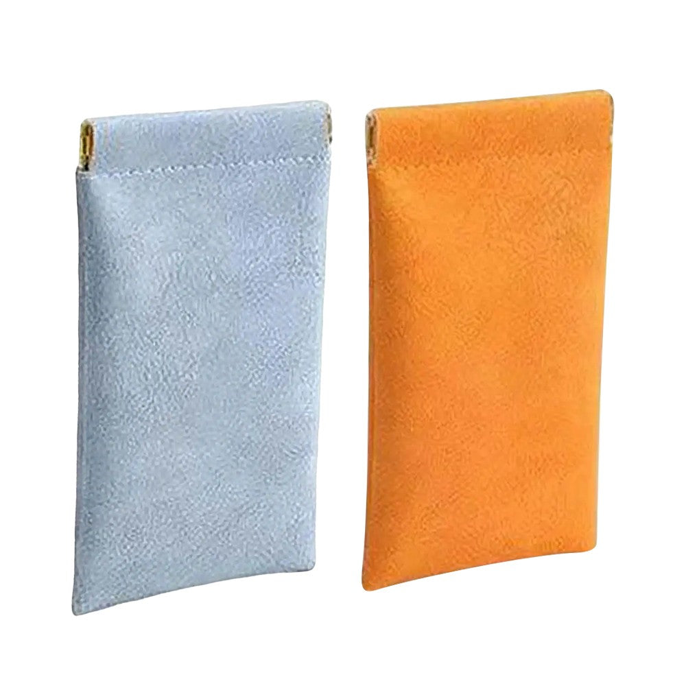 2Pcs Squeeze Top Sunglasses Pouch Anti-Scratch Glasses Storage Bag - Blue+Orange
