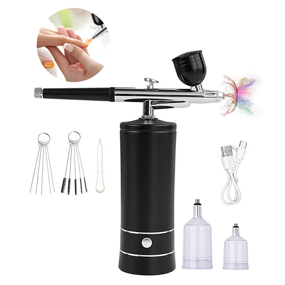 Airbrush Kit with Compressor USB Rechargeable High-Pressure Air Brush Set-Black