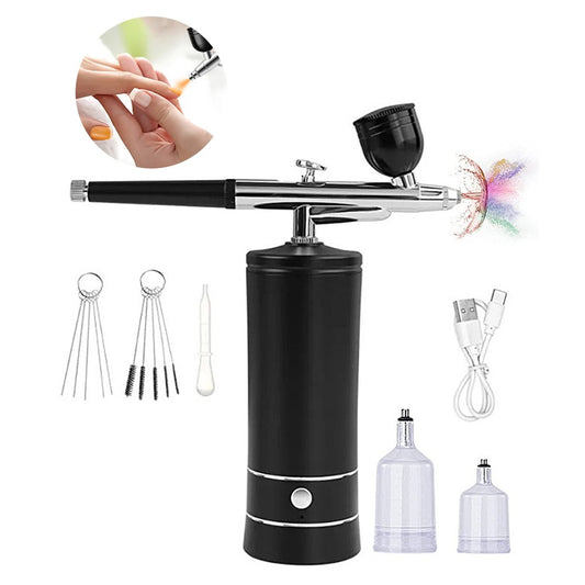 Airbrush Kit with Compressor USB Rechargeable High-Pressure Air Brush Set-Black